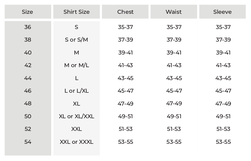 Size Chart – Spartan Fitness TT